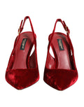 Red Suede High Heels Slingbacks Sandals Shoes