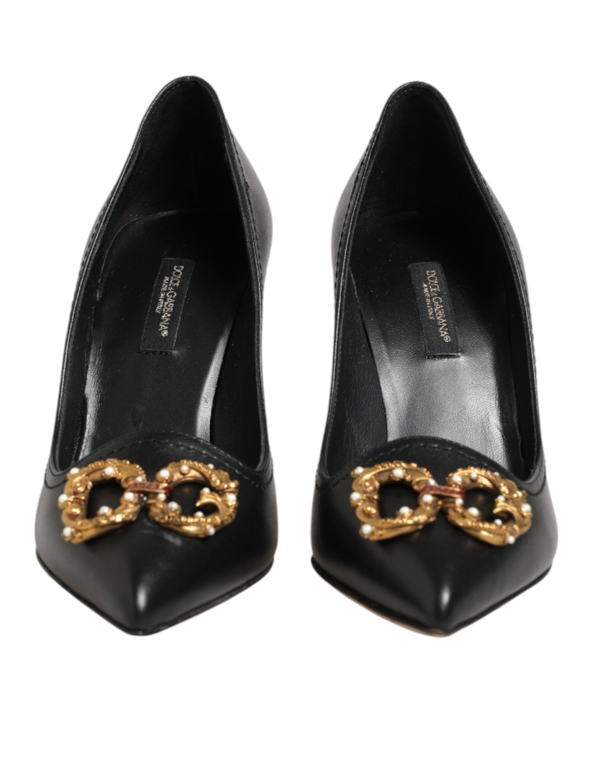 Black Leather DG Amore Heels Pumps Shoes