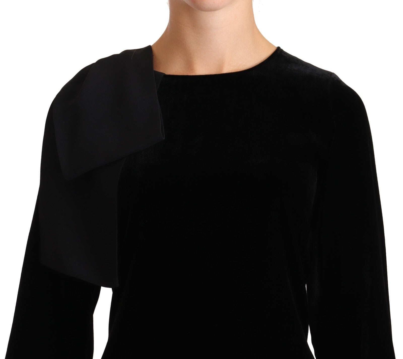N.21 Sheath A-line Black Viscose Long Sleeves Round Neck Mini Dress