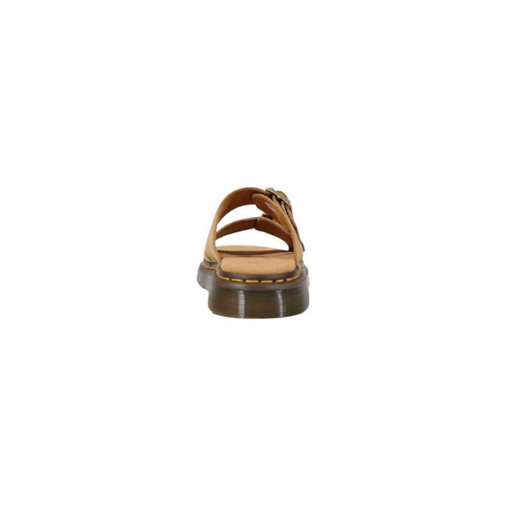 Beige Leather Flat Sandals