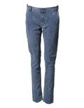 Nine In The Morning Blue Cotton Stretch Men Chino Trouser Pants
