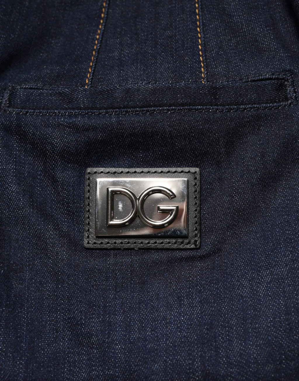 Dark Blue Cotton A-line Denim Midi Skirt