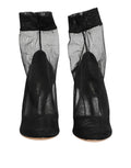 Black Nylon Stretch Mesh Sock Boots  Shoes