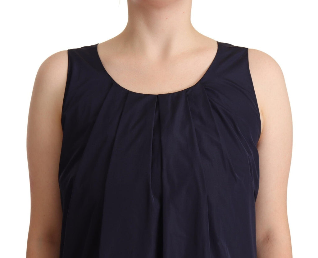 P.A.R.O.S.H. Navy Blue Sleeveless Round Neck Mermaid Long Dress
