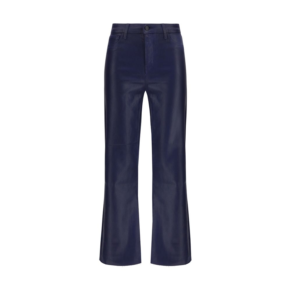 Blue Cotton Casual Pants