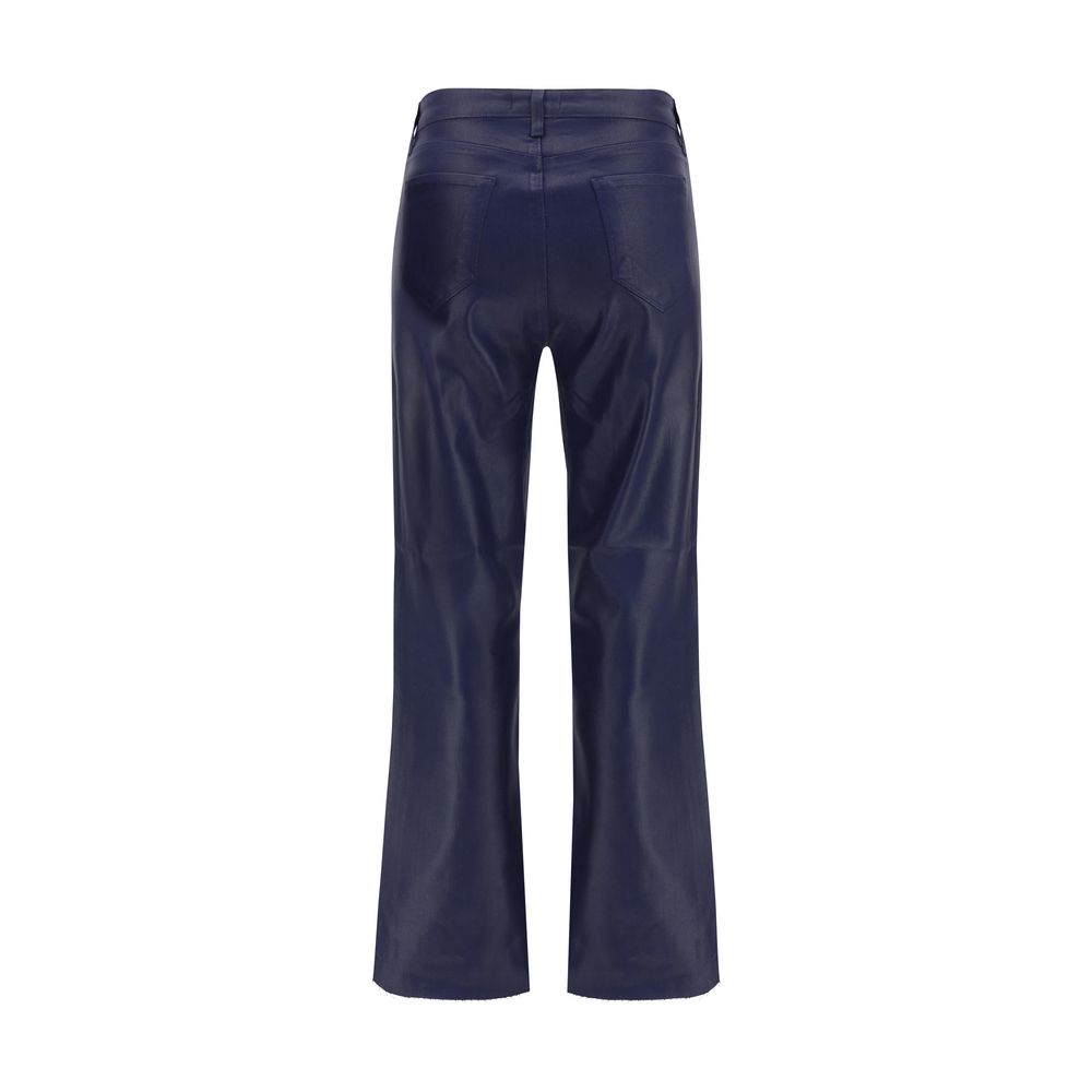 Blue Cotton Casual Pants