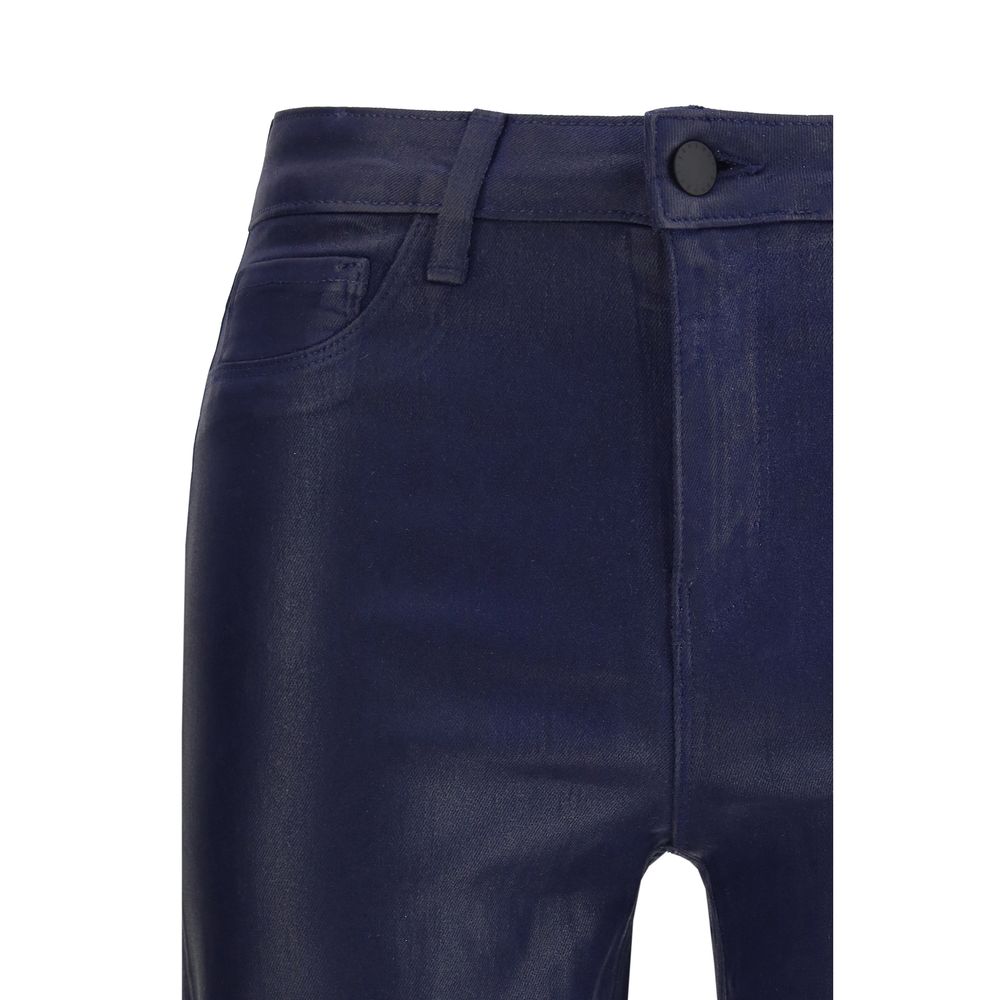 Blue Cotton Casual Pants