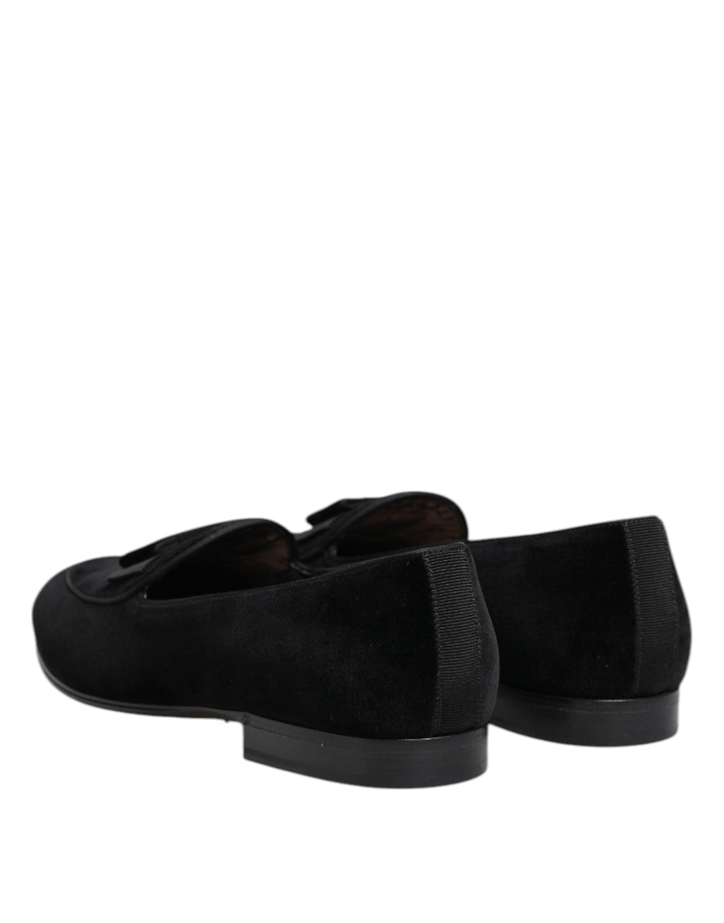 Dolce & Gabbana Black Velvet Slip On Loafers Formal Men Shoes