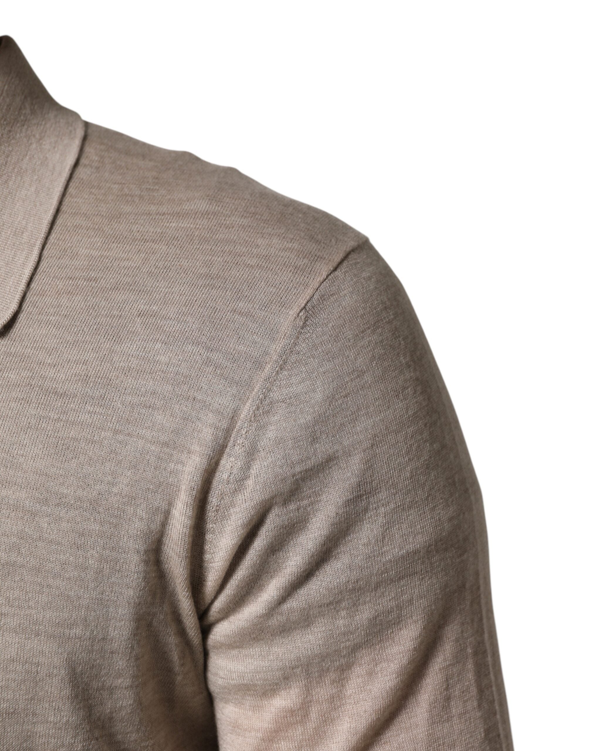Dolce & Gabbana Beige Cashmere Collared PoloPullover  Sweater