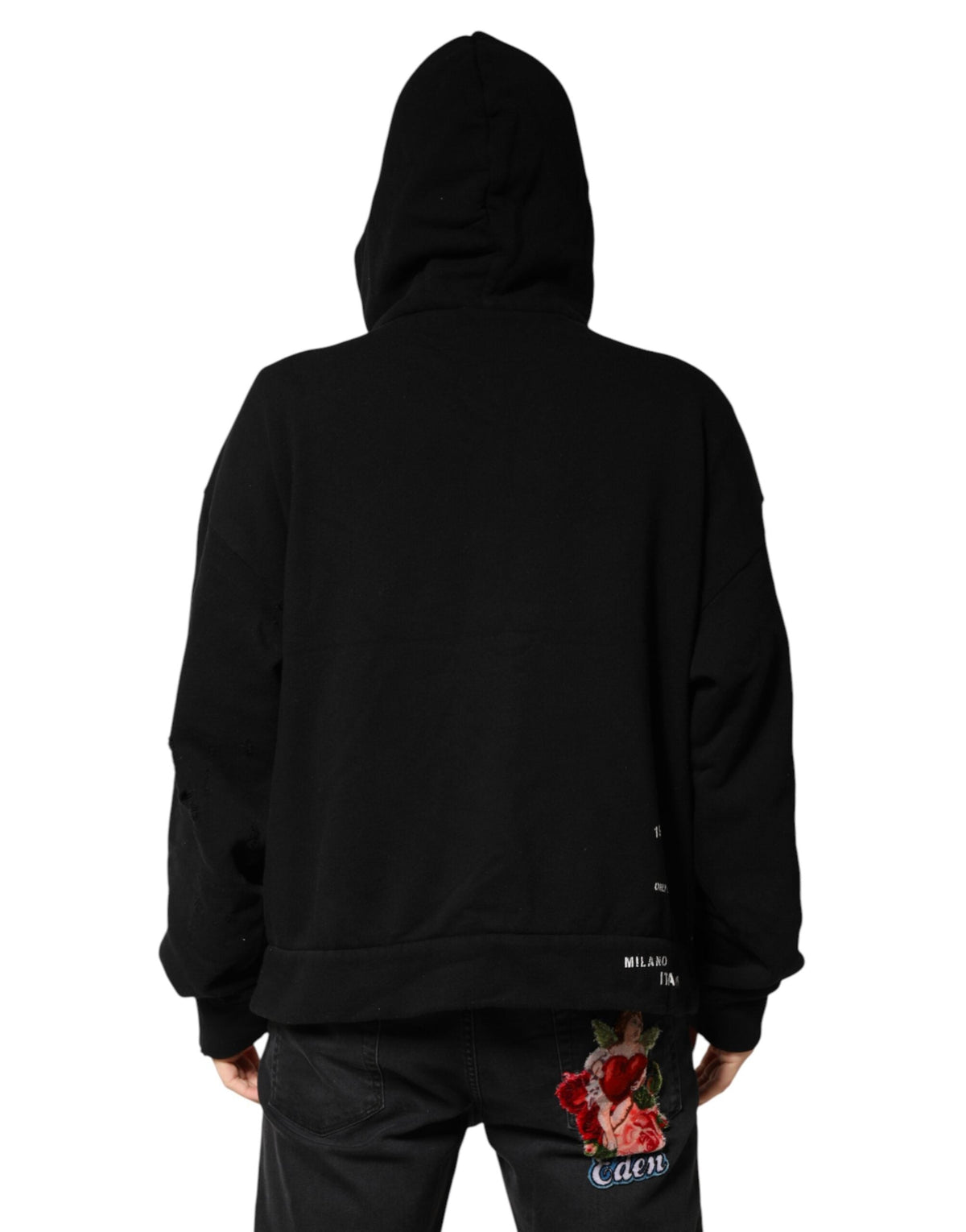 Dolce & Gabbana Black LOVE Cotton Hooded Sweatshirt Sweater