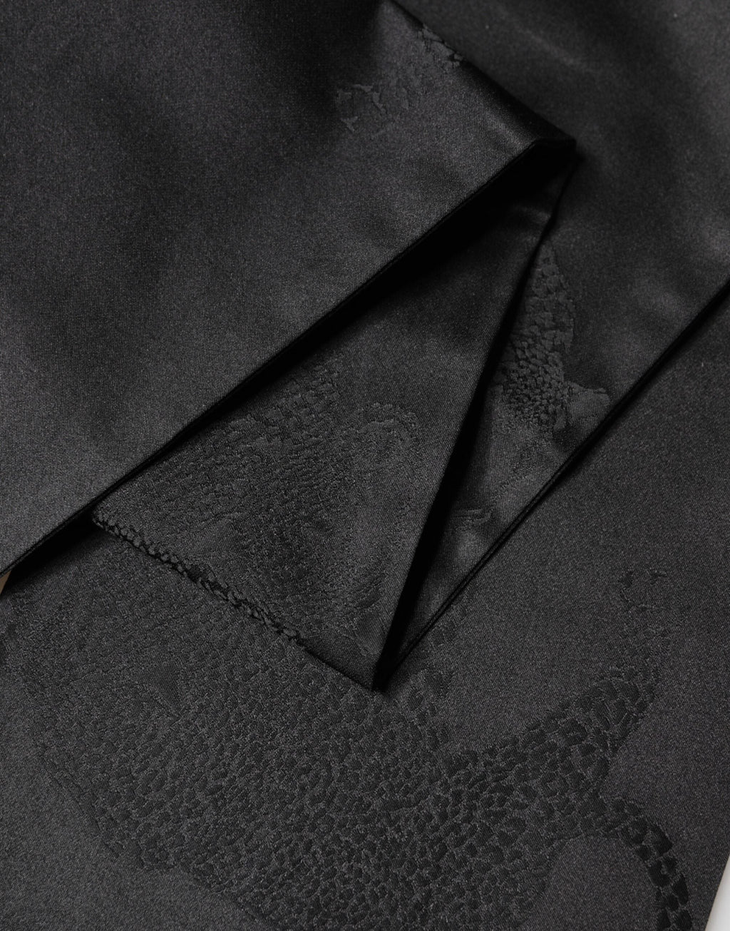 Dolce & Gabbana Black Satin Silk Fringes Neck Foulard Scarf