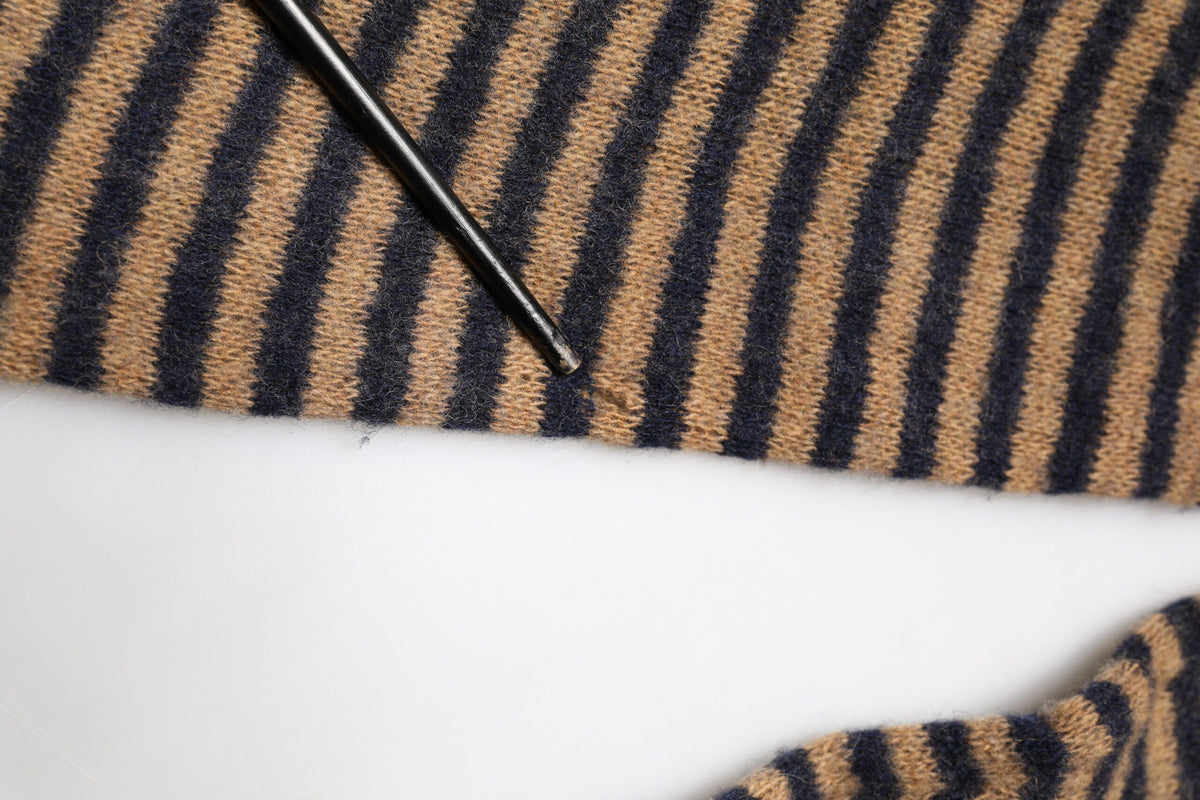 Daniele Alessandrini Brown Black Stripes Wool Crew Neck Pullover Sweater