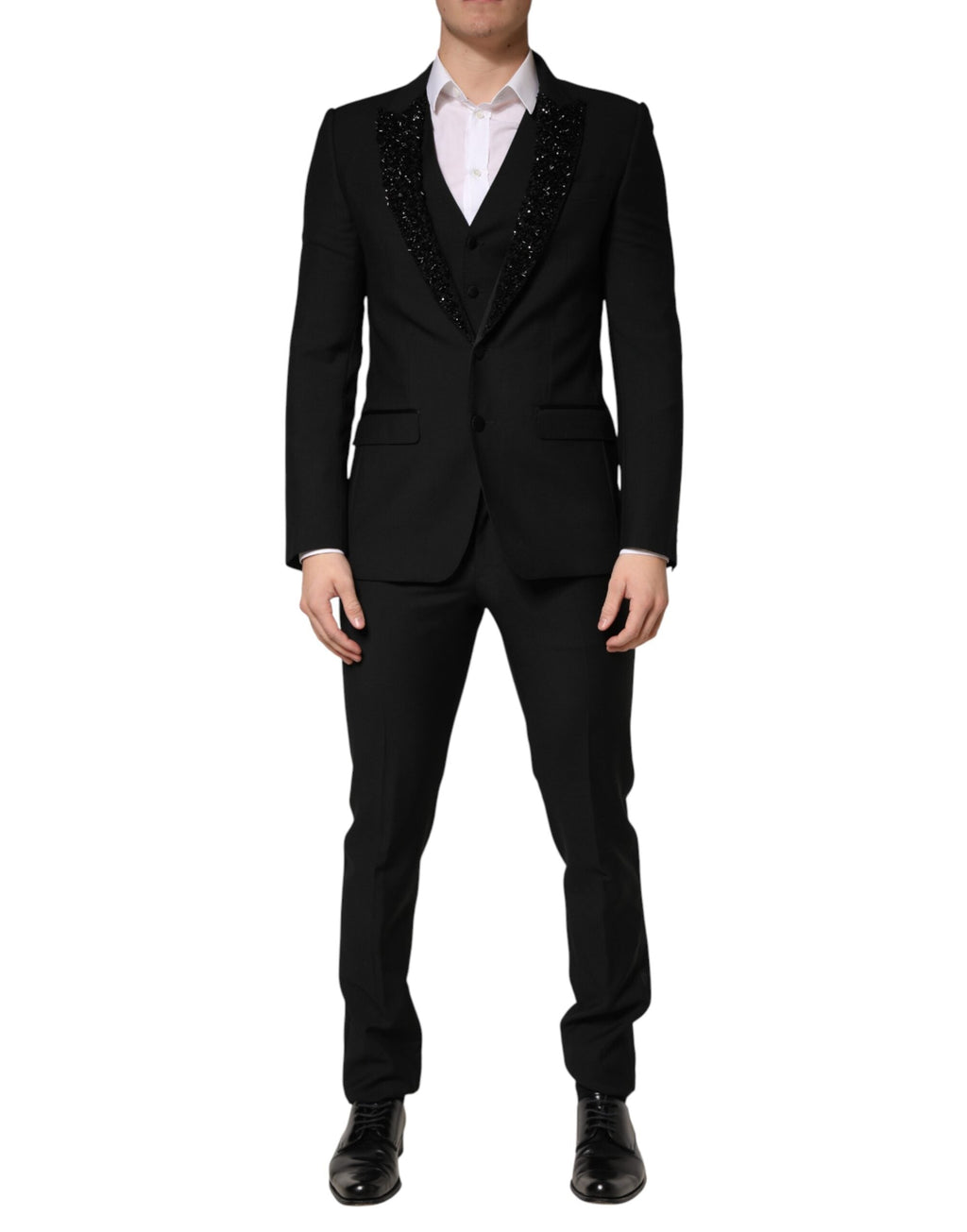 Dolce & Gabbana Dark Gray Wool Single Breasted 3 Piece Men Suit