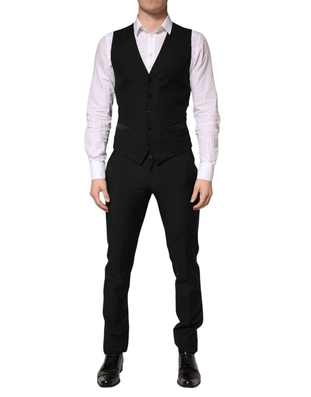 Dolce & Gabbana Dark Gray Wool Single Breasted 3 Piece Men Suit