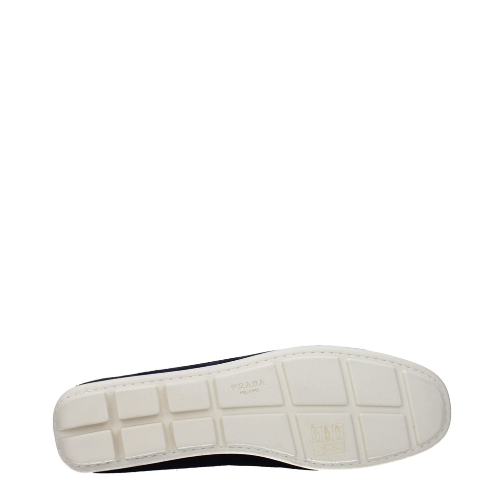 Prada Blue Leather Slip-On Loafers