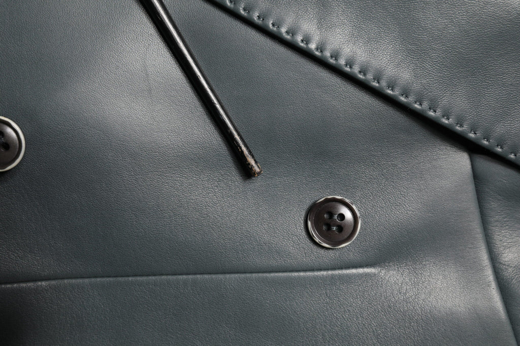 Dolce & Gabbana Dark Gray Leather Double Breasted 2Button Blazer