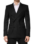 Dolce & Gabbana Dark Gray Stripes Double Breasted 2Button Blazer