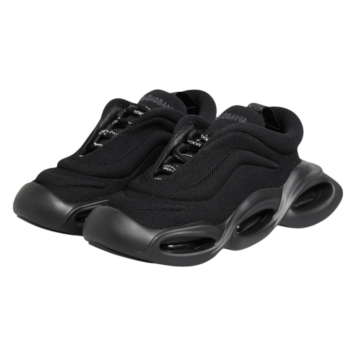 Dolce & Gabbana Black Slip On Low Top Wave Sneakers Shoes